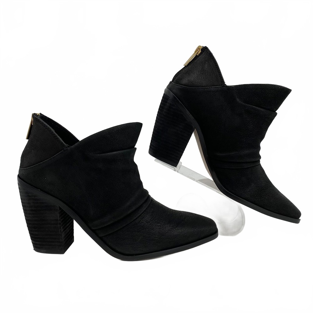 Vince Camuto Black Ainsley Heeled Ankle Booties | Leather, Size 7